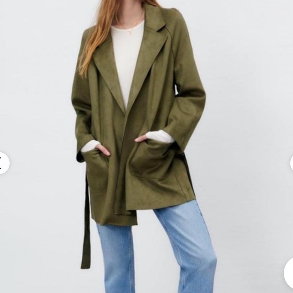 Zara faux suede  Belted oversized jacket